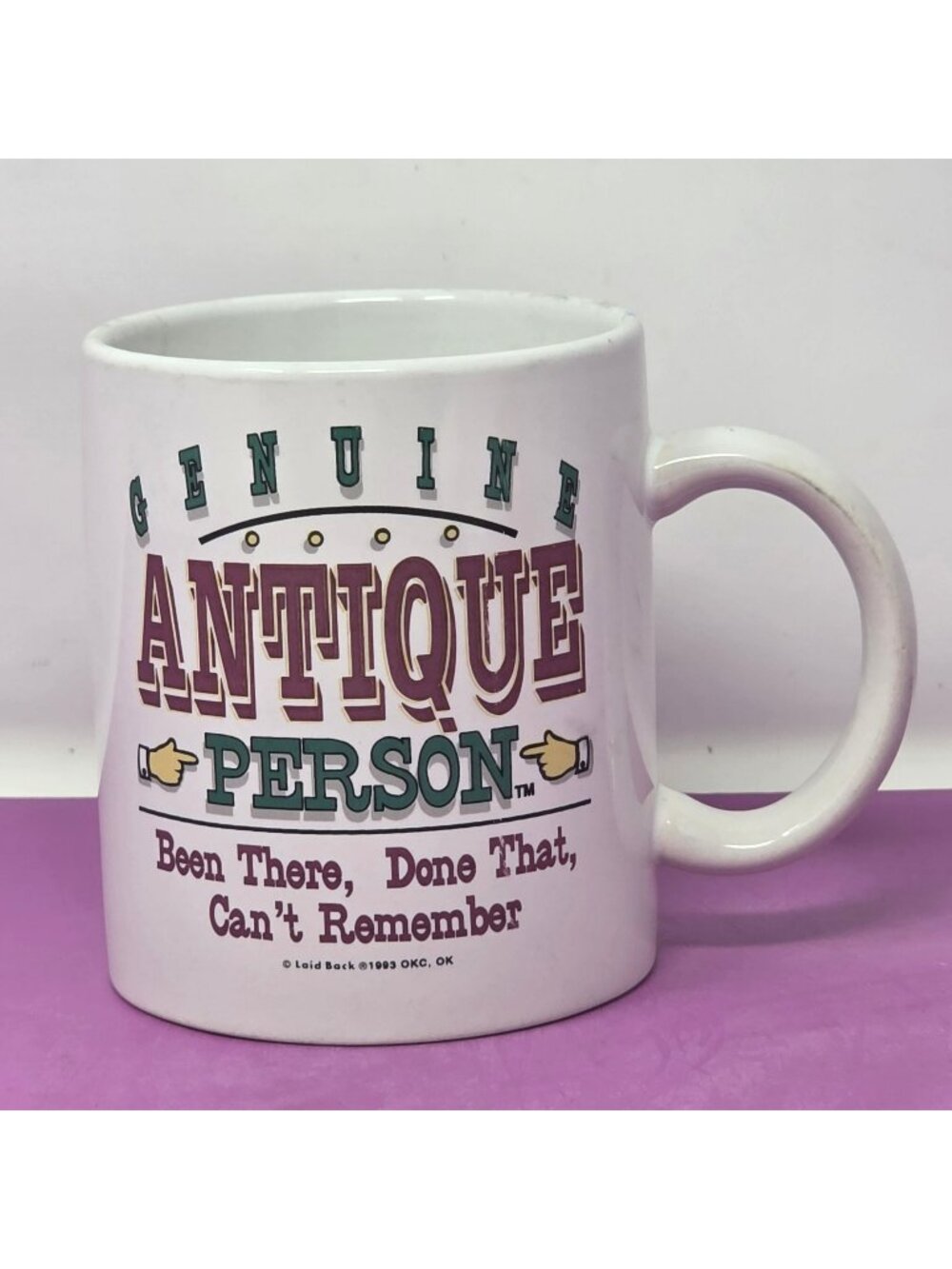 Vintage Genuine Antique Person Ceramic Mug Laid Back 1993 Been There Done That
